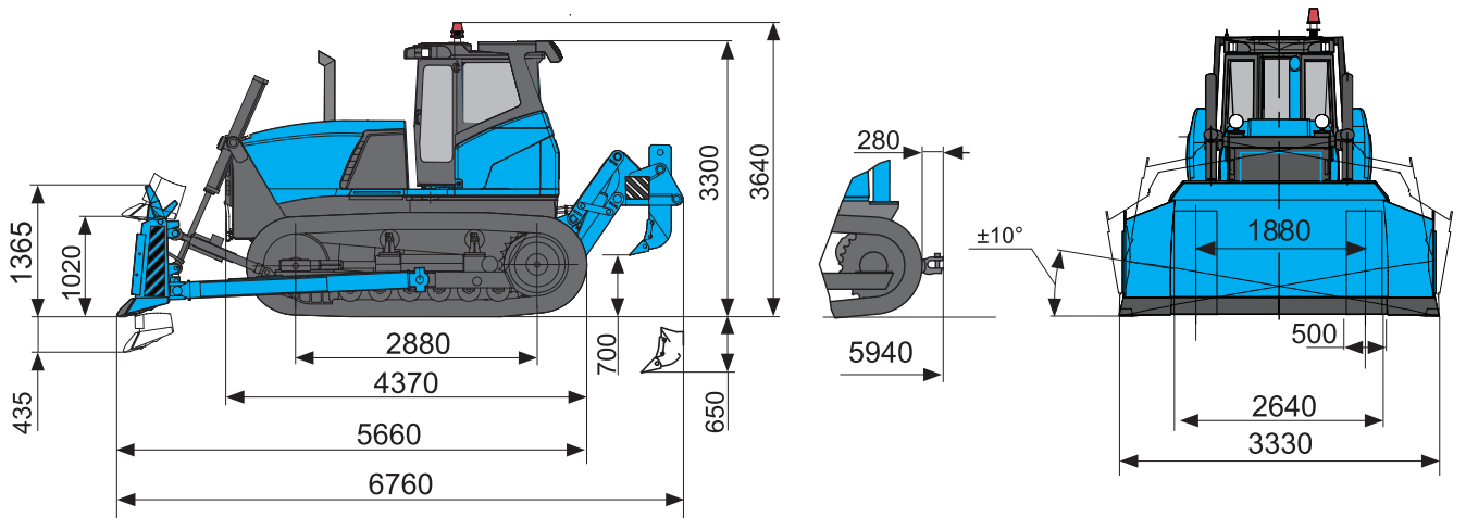 Габаритные размеры бульдозера Б11.6300