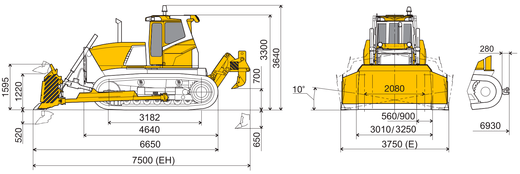Габаритные размеры бульдозера Б14
