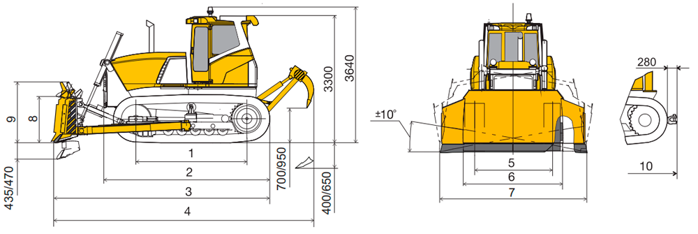 Габариты бульдозера Б9